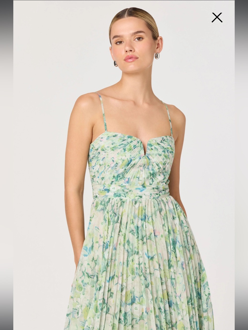 astra the lable bayley green floral pleated maxi summer sun dress size small NEW - Picture 6 of 11
